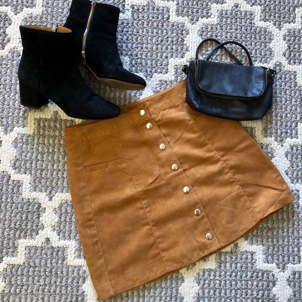 H&M A-line Brown Suede Skirt